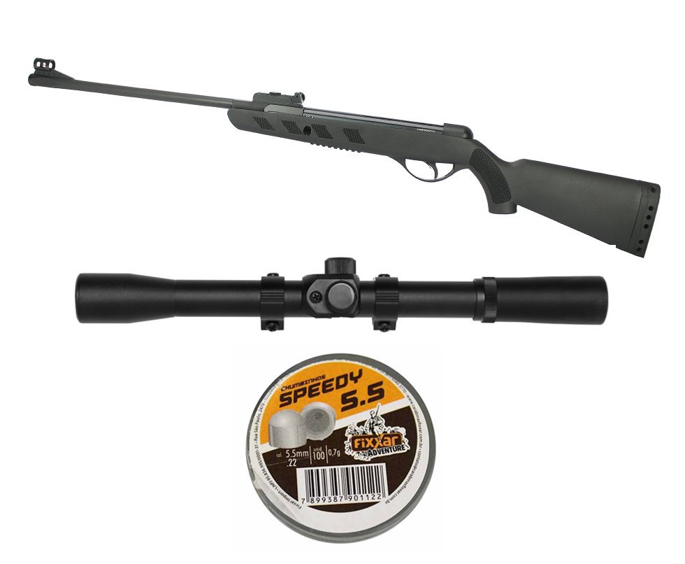 Carabina De Pressão Qgk Night Wolf Black 5.5mm + Luneta 4x20 + Chumbinho