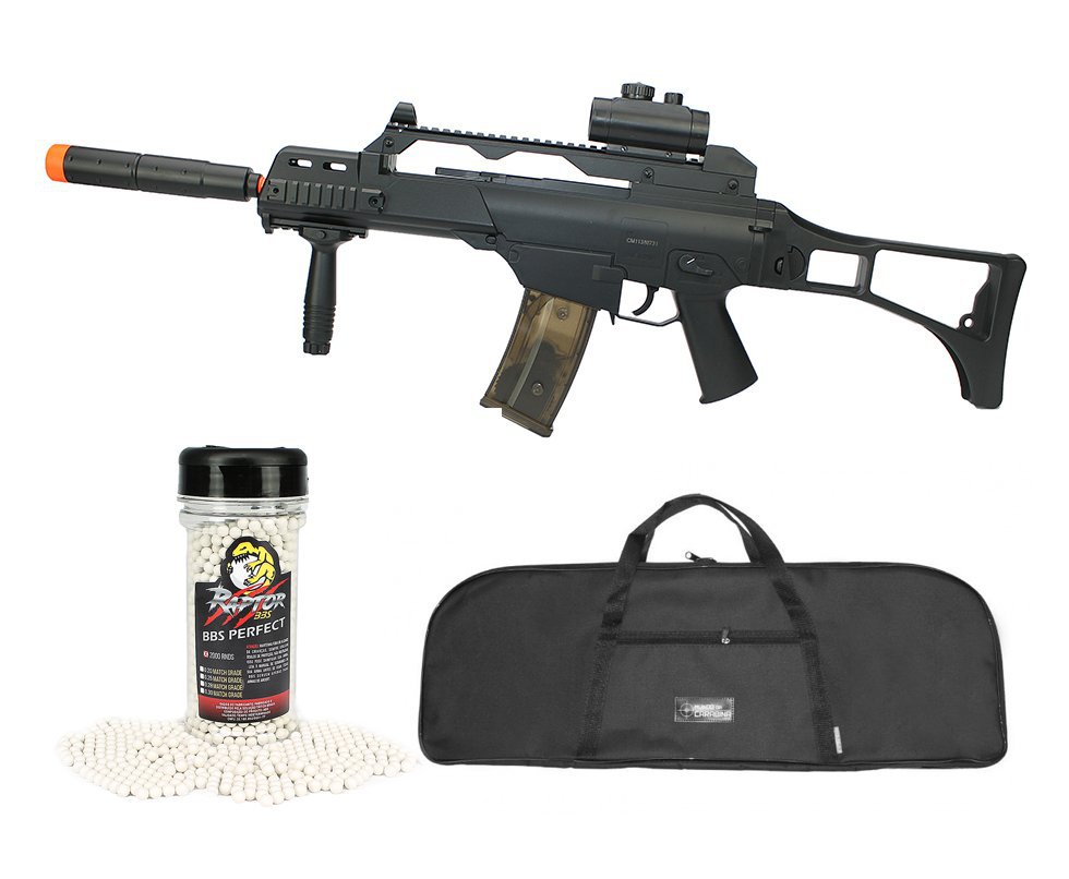 Rifle De Airsoft Cyma G36 Cm021 Aeg Bivolt 6mm + Capa Simples + Bbs Raptor 0,28g 2000uni