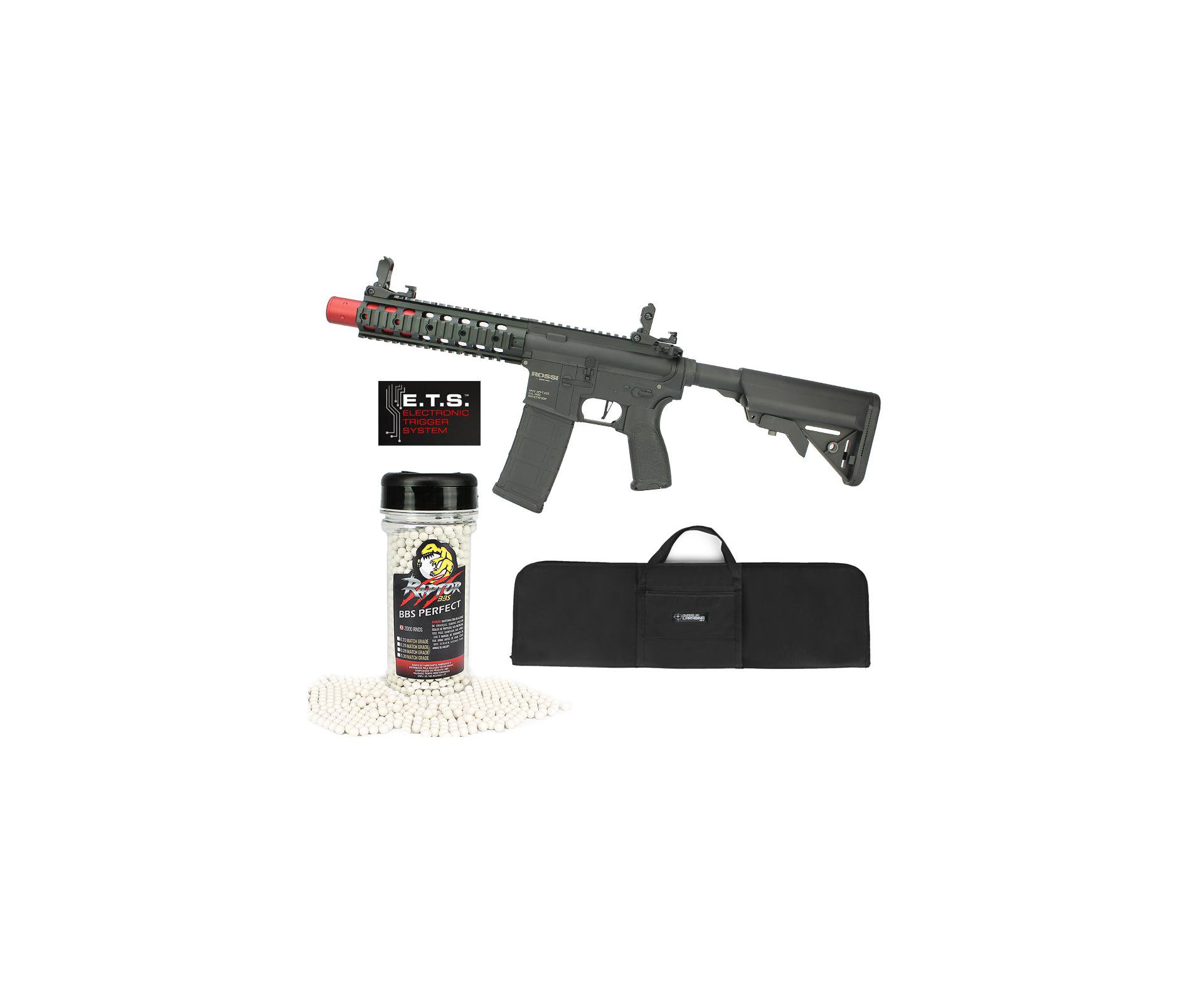 Rifle De Airsoft Ar15 Neptune Full Metal Keymod 8" Sd Et Elet 6mm Rossi + Capa Case Mdc + Bbs Raptor 0,28g 2000uni