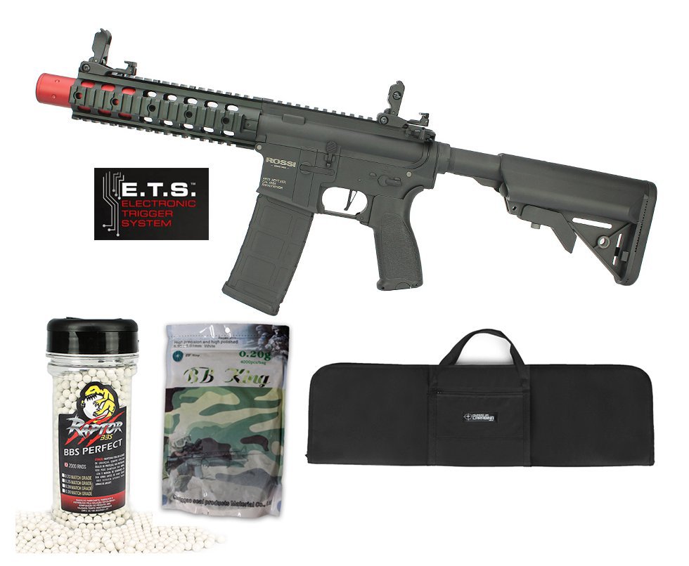 Rifle De Airsoft Ar15 Neptune Full Metal Keymod 8" Sd Et Elet 6mm Rossi + Capa Case Mdc + Bbs Raptor 0,28g 2000uni + Esfera Plastica 0,20g 4000uni