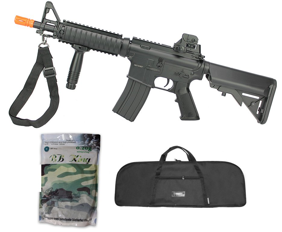 Rifle De Airsoft M4 Ris Cqb Cm176n Aeg Bivolt Cal 6mm - Cyma + Capa Simples + Esfera Plastica 0,20g 4000uni