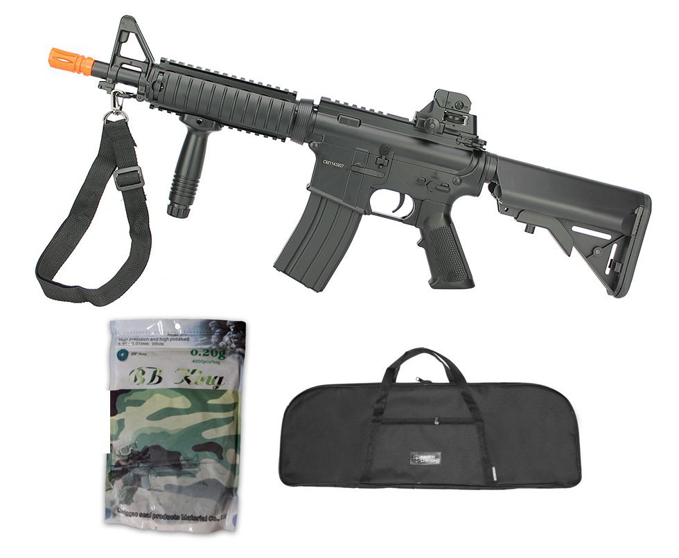Rifle De Airsoft M4 Ris Cqb Cm176n Aeg Bivolt Cal 6mm - Cyma + Capa Simples + Esfera Plastica 0,20g 4000uni