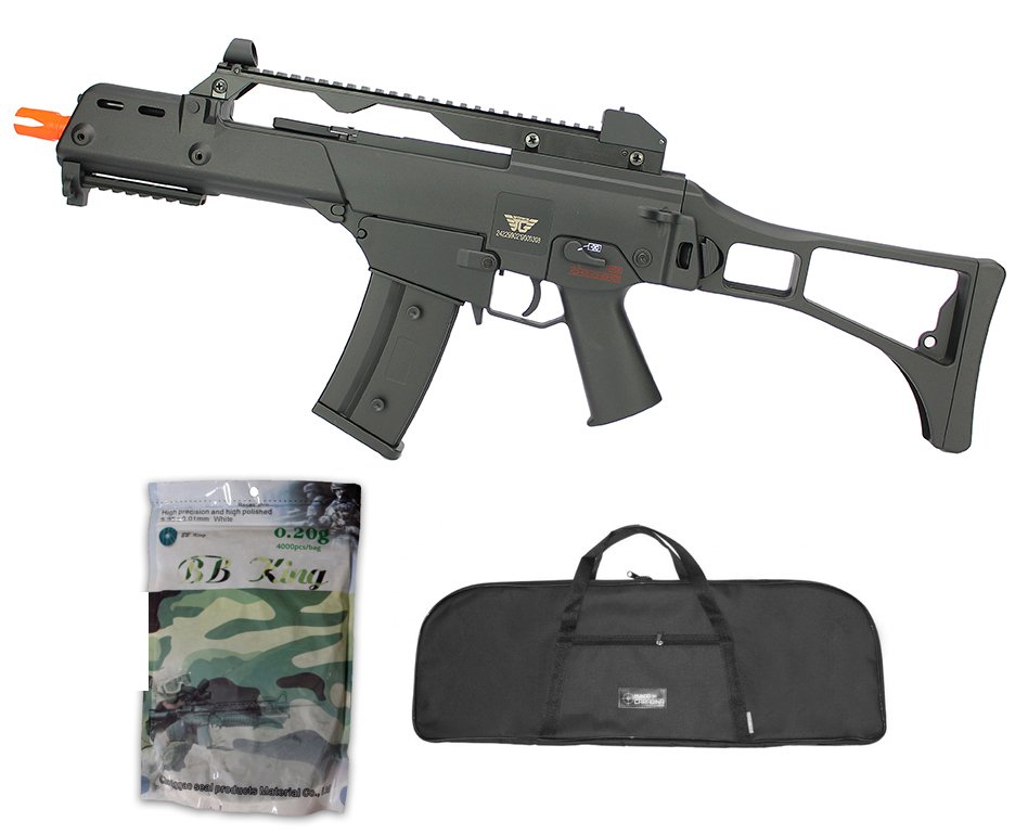 Rifle De Airsoft Aeg G36 Cal 6mm G608-0638 Jing Gong + Capa Simples + Esfera Plastica 0,20g 4000uni