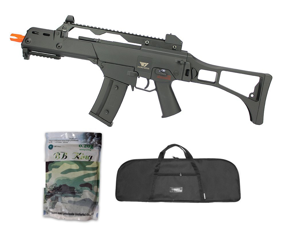Rifle De Airsoft Aeg G36 Cal 6mm G608-0638 Jing Gong + Capa Simples + Esfera Plastica 0,20g 4000uni