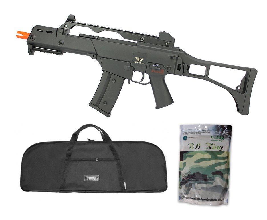 Rifle De Airsoft Aeg G36 Cal 6mm G608-0638 Jing Gong + Capa Simples + Bbs 0,20g 4000uni
