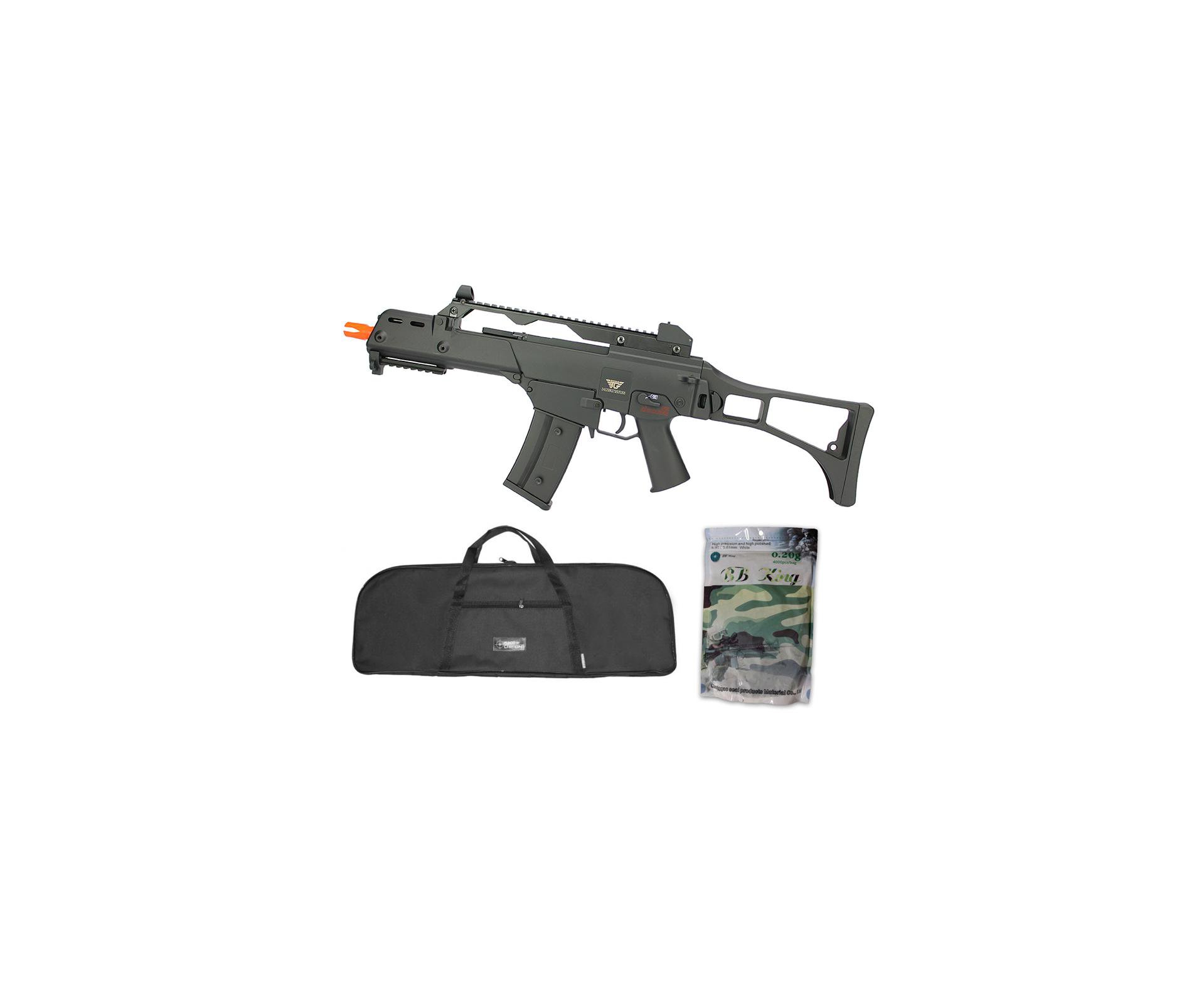 Rifle De Airsoft Aeg G36 Cal 6mm G608-0638 Jing Gong + Capa Simples + Bbs 0,20g 4000uni