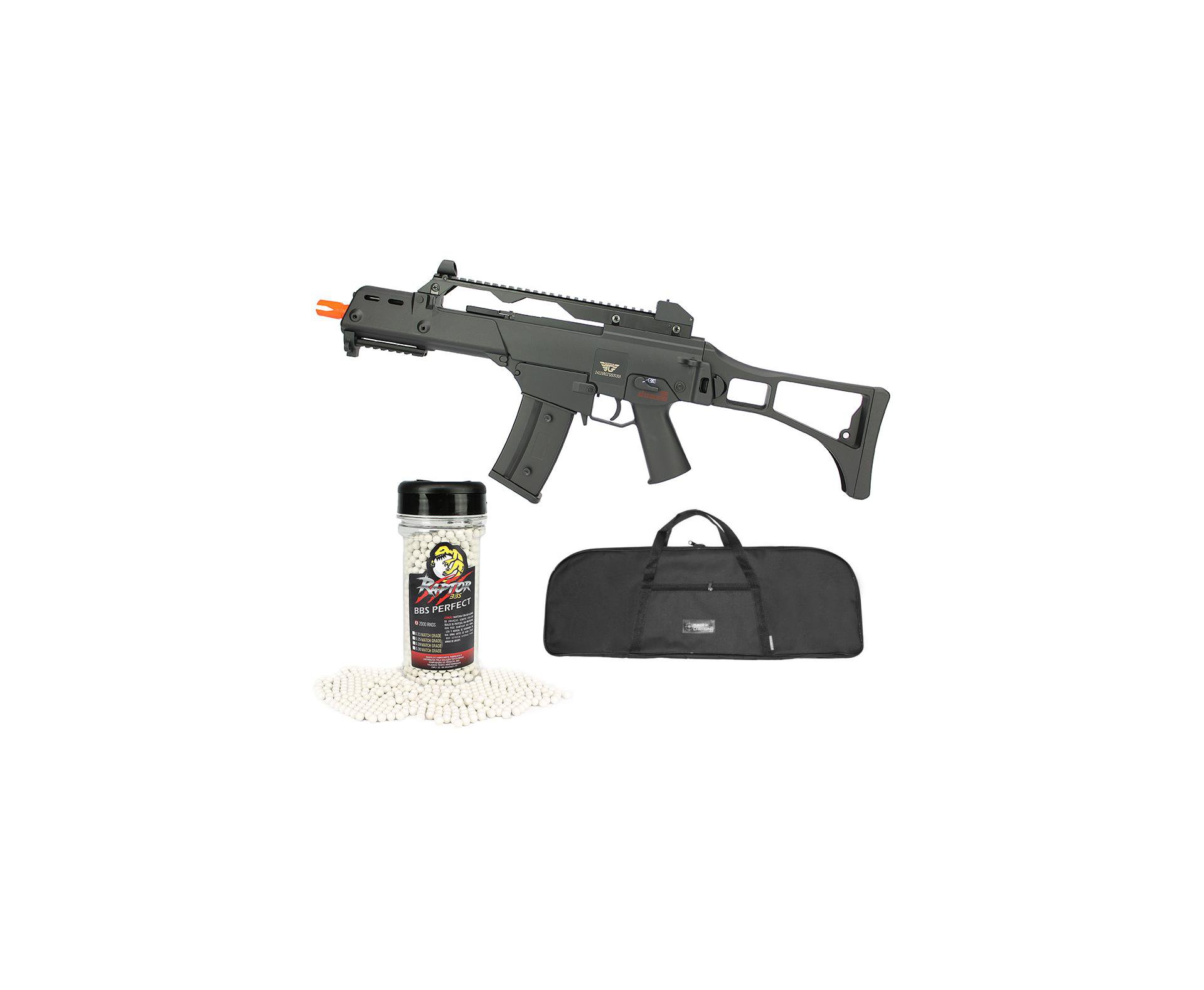 Rifle De Airsoft Aeg G36 Cal 6mm G608-0638 Jing Gong + Capa Simples + Bbs Raptor 0,28g 2000uni
