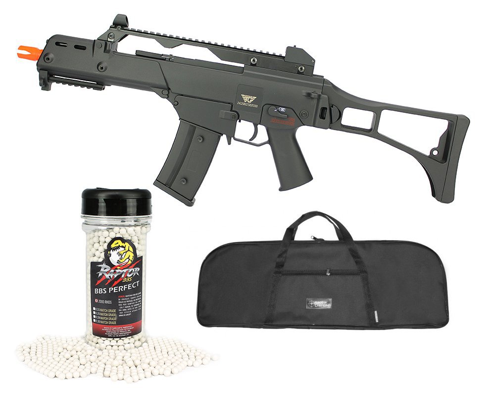 Rifle De Airsoft Aeg G36 Cal 6mm G608-0638 Jing Gong + Capa Simples + Bbs Raptor 0,28g 2000uni