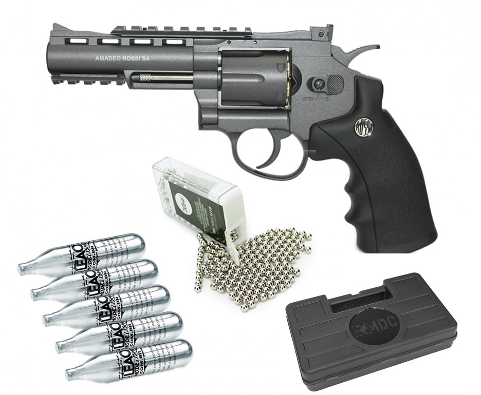 KitsKit Pistola de Pressão Revolver 38 Rossi Chumbinho + CO2 + Maleta
