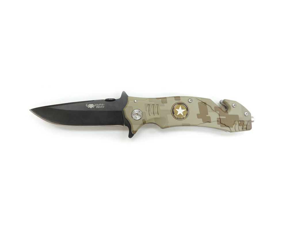 Canivete Spitfire Preto/camo 4,5" - Buffalo River