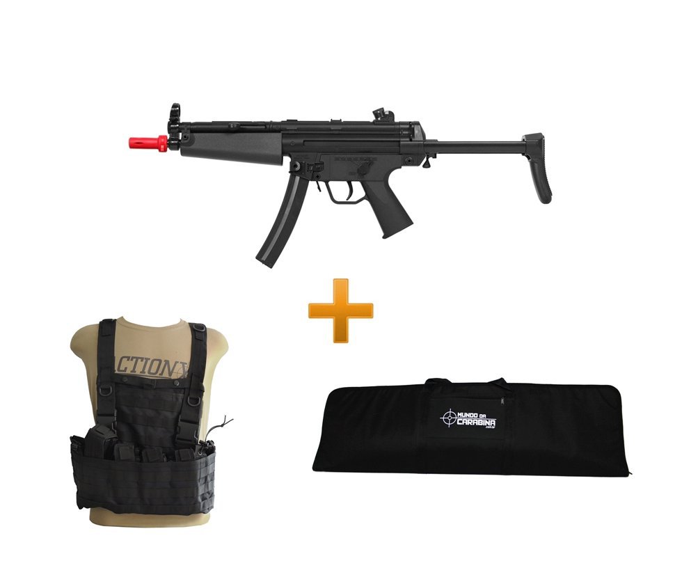 Rifle De Airsoft H&k Mp5 A5 Semi/metal + Colete Chest Molle Preto + Capa