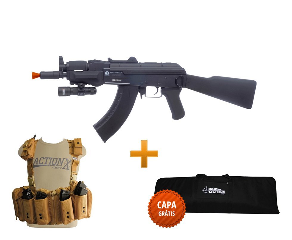 Rifle De Airsoft Spetsnaz Full Metal + Colete Chast Rack Tan + Capa
