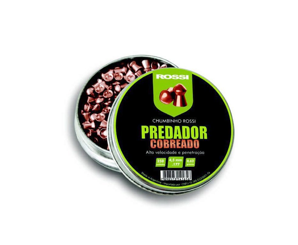 Chumbinho Rossi Predador Cobreado - 4,5mm - 250 Unidades