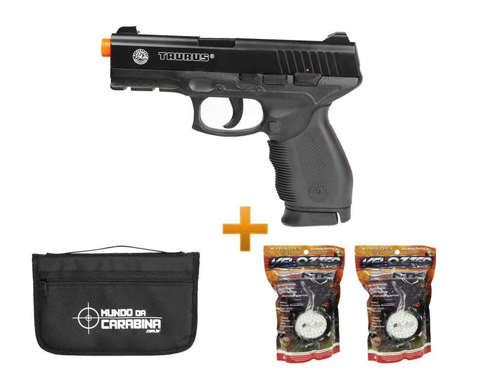 Pistola De Airsoft Pt 24/7 Semi/metal + 4000 Esferas 0,12g + Capa Almofada - Cyber Gun