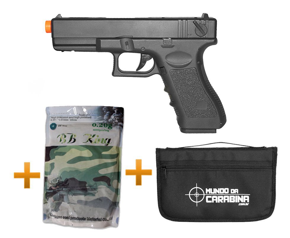Pistola De Airsoft Glock G18c Bivolt + Esferas 0,20g + Capa Especial - Cyma