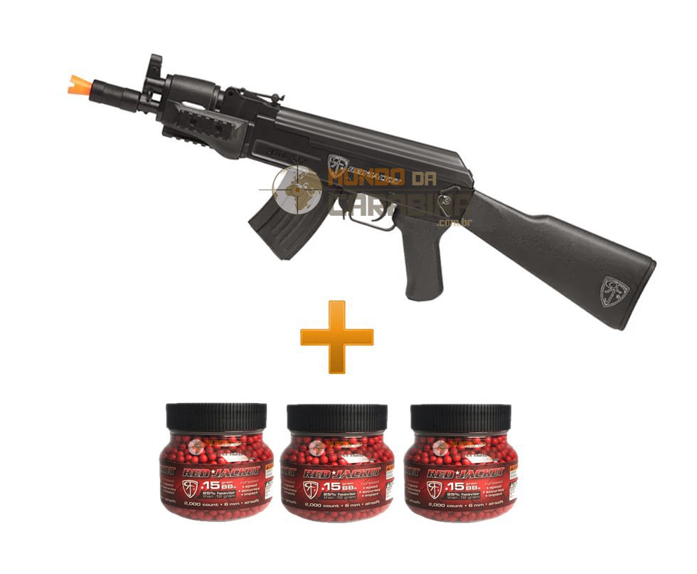 Rifle Airsoft Ak47u Spetsnaz 6,0mm - Red Jacket + 6000 Esferas 0,15g - Umarex