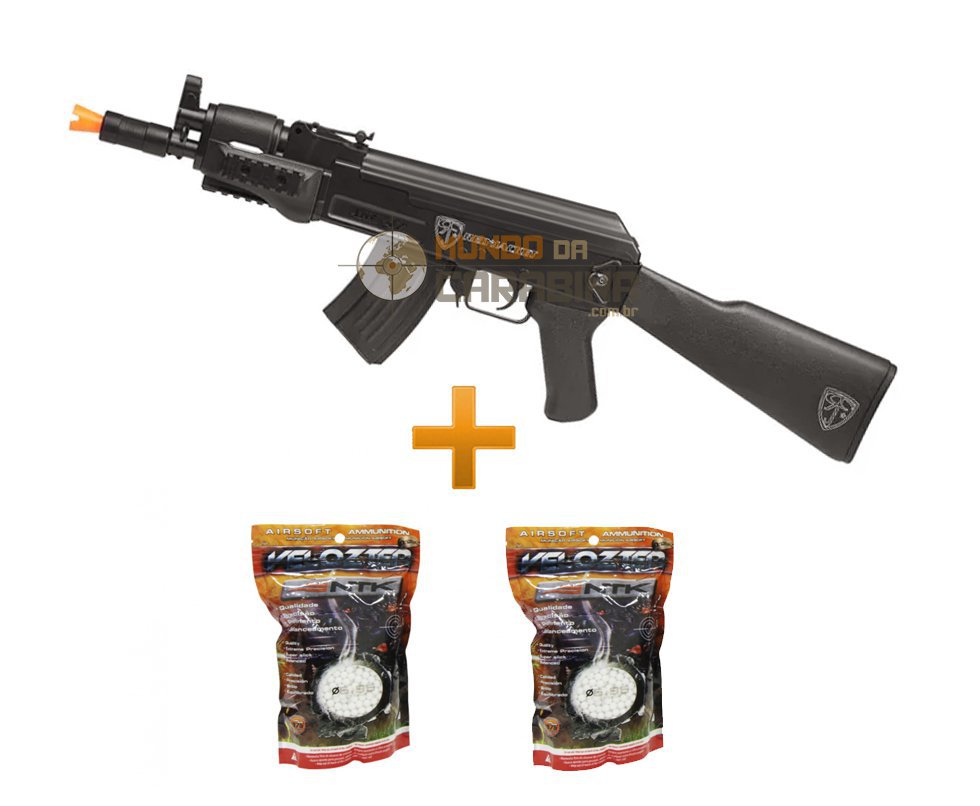Rifle Airsoft Ak47u Spetsnaz 6,0mm - Red Jacket + 4000 Esferas Velozter 0,12g