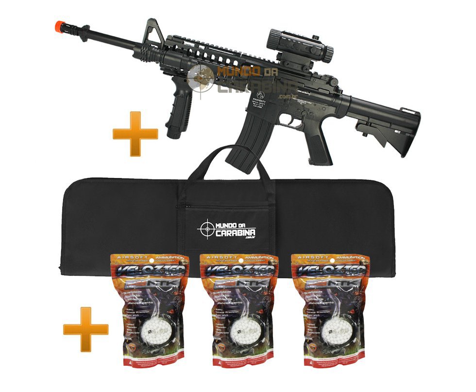 Rifle De Airsoft Colt M4a1 Ris Aeg - Cal 6,0mm + 6000 Esferas 0,12g + Capa - Cybergun