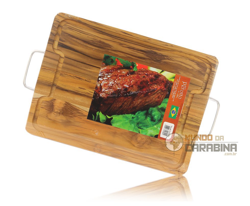 Tábua Para Churrasco Com Alças Metálicas 38,5 X 28,5 X 1,7cm