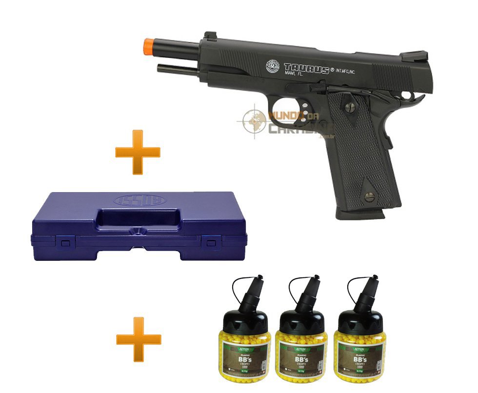 Pistola De Airsoft Taurus Pt 1911 Semi/metal + Case + 4000 Esferas 0,12g - Cybergun