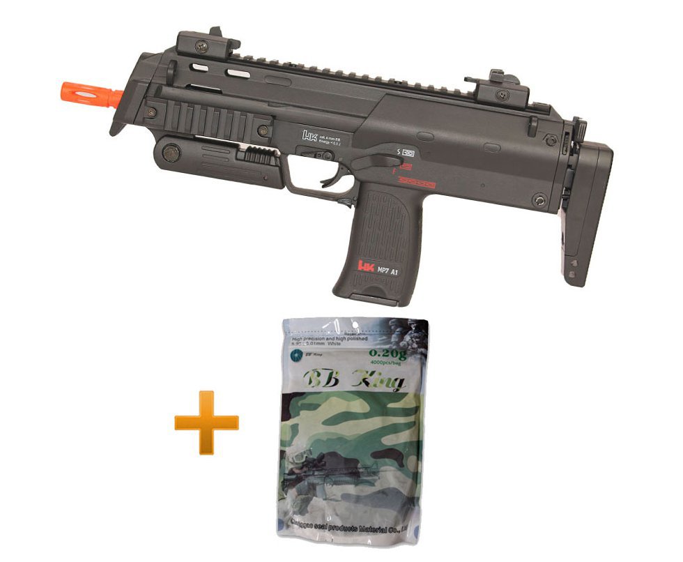 Rifle De Airsoft Hk Mp7 A1+ 4000 Esferas 0,20g Bb King