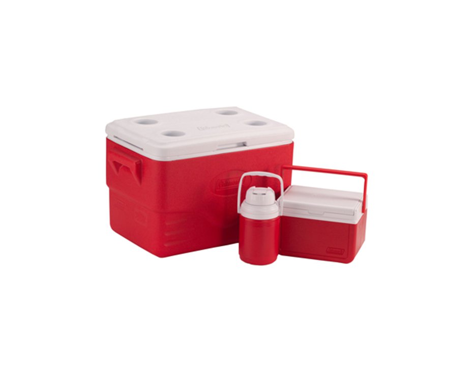 Combo Caixa Térmica 36 Qt (caixa 34 L + Garrafa 1,2 L + Caixa 5 L) Vermelho - Coleman