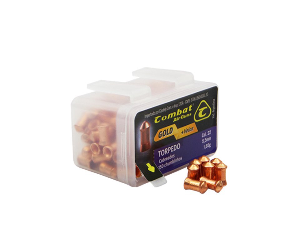 Chumbinho Torpedo Cobre - Calibre 5,5 Mm - Pote Com 150 Unid - Combat