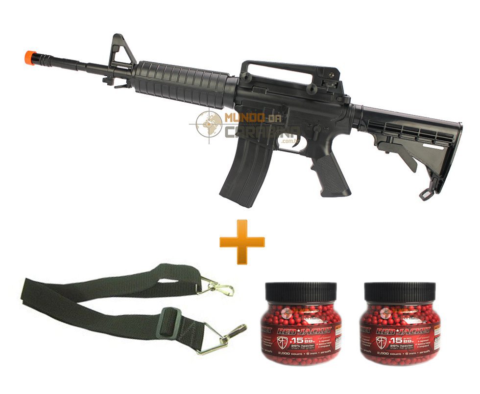 Rifle De Airsoftcolt  M4 A1 Spring + Bandoleira + 4000 Esferas 0,15g - Cyber Gun