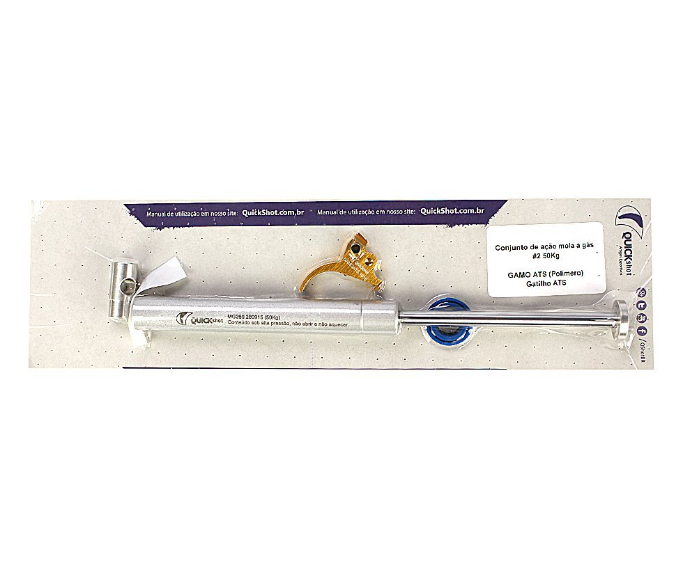 Kit Customização 2 - Pistão Pneumático 50 Kg + Lamina Gatilho + Pu + Centralizador - Gamo Ats (polímero) - Quickshot