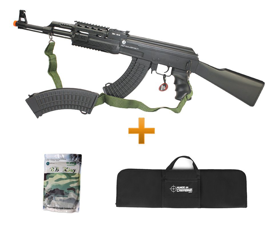 Rifle De Airsoft Ak 47 Tactical Fsv Full + 4000 Esferas 0,20g + Capa Airsoft Cybergun