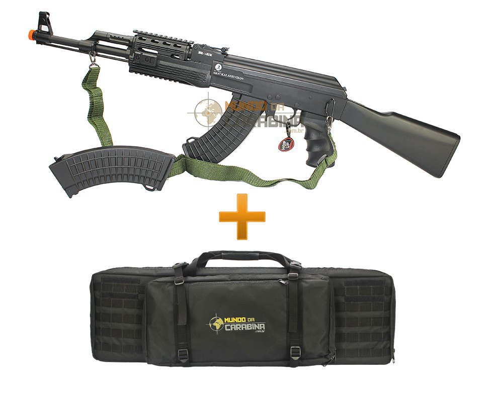 Rifle De Airsoft Ak 47 Tactical Fsv Full + Case Molle - Cal 6,0mm - Cybergun