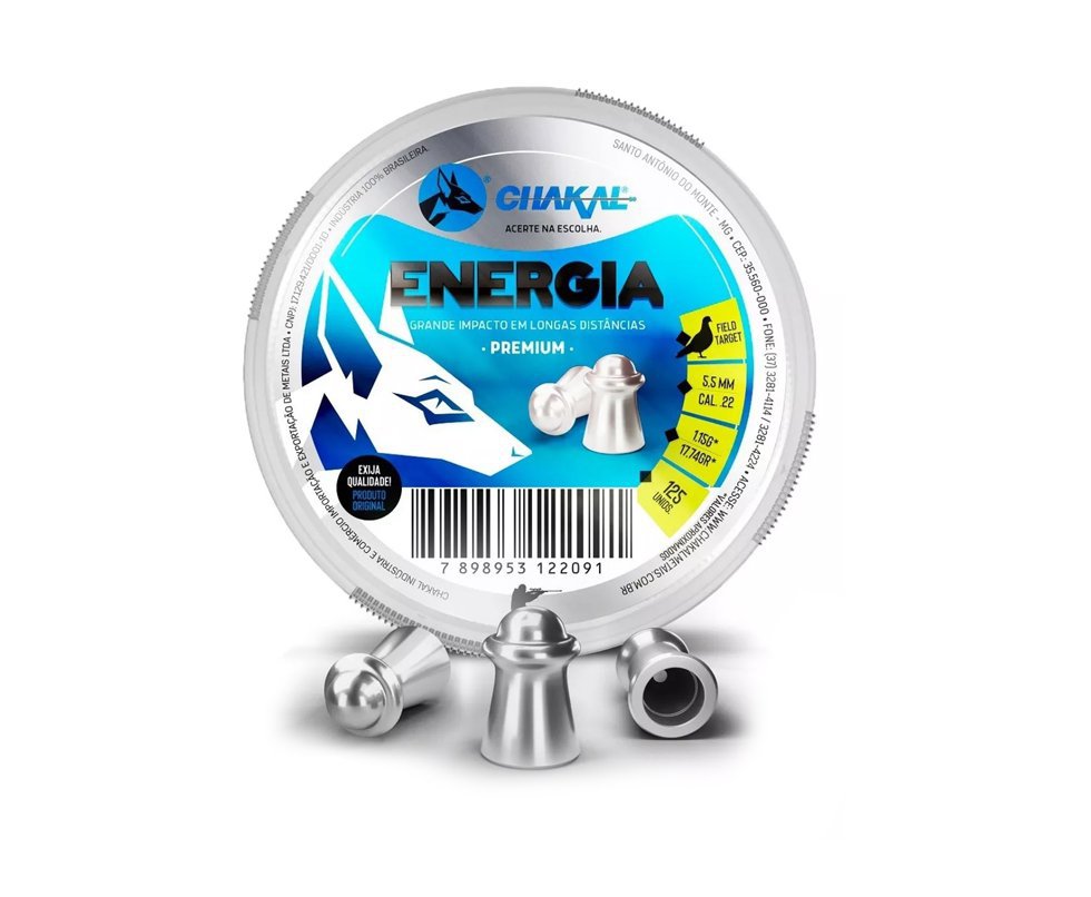 Chumbinho Energia Calibre 5,5 Mm - 125 Unidades - Chakal