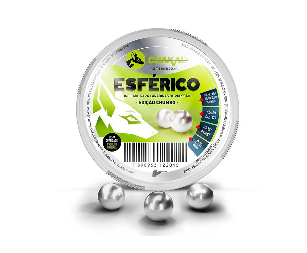 Chumbinho Esférico Calibre 4,5 Mm - 200 Unidades - Chakal