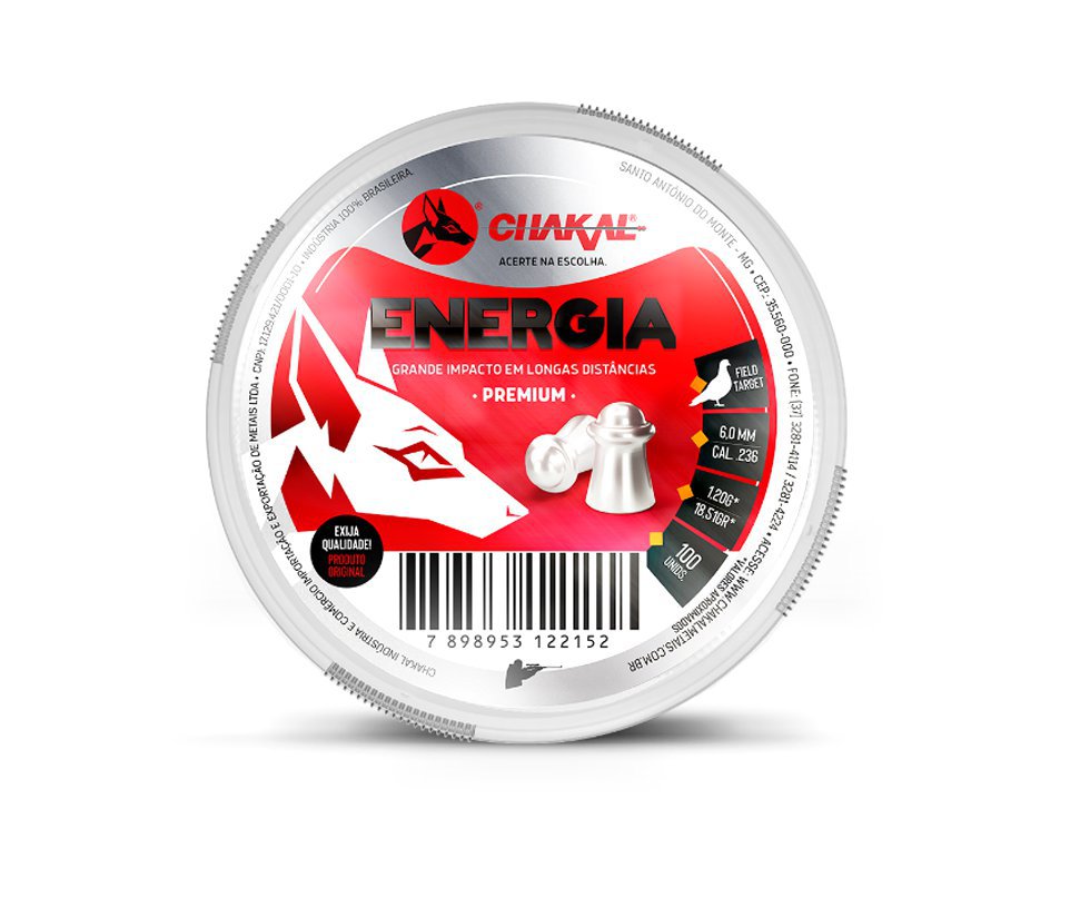 Chumbinho Energia Calibre 6,0 Mm - 100 Unidades - Chakal