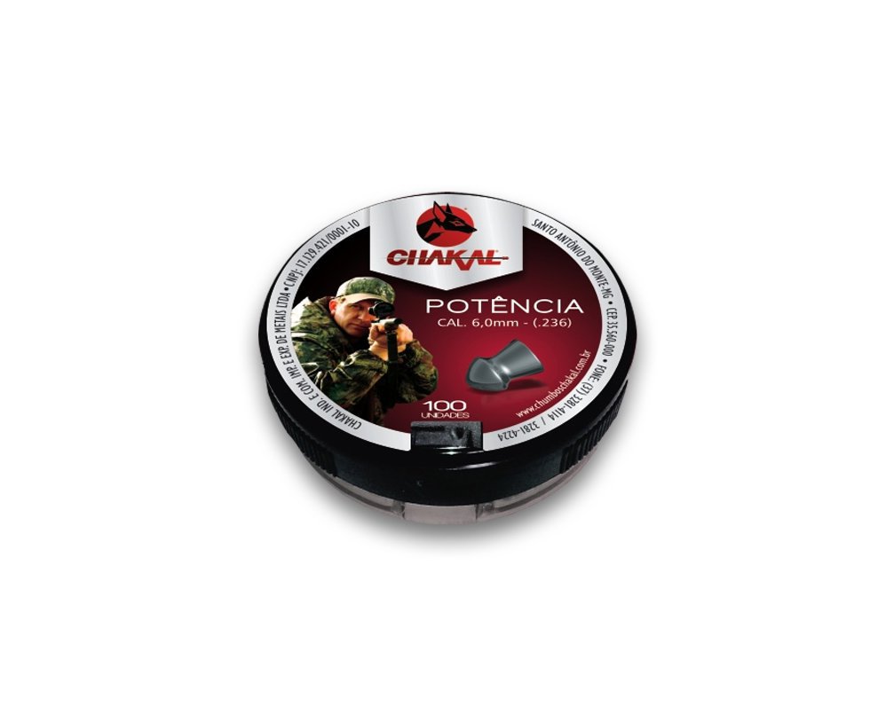 Chumbinho Potência Calibre 6,0 Mm - 100 Unidades - Chakal