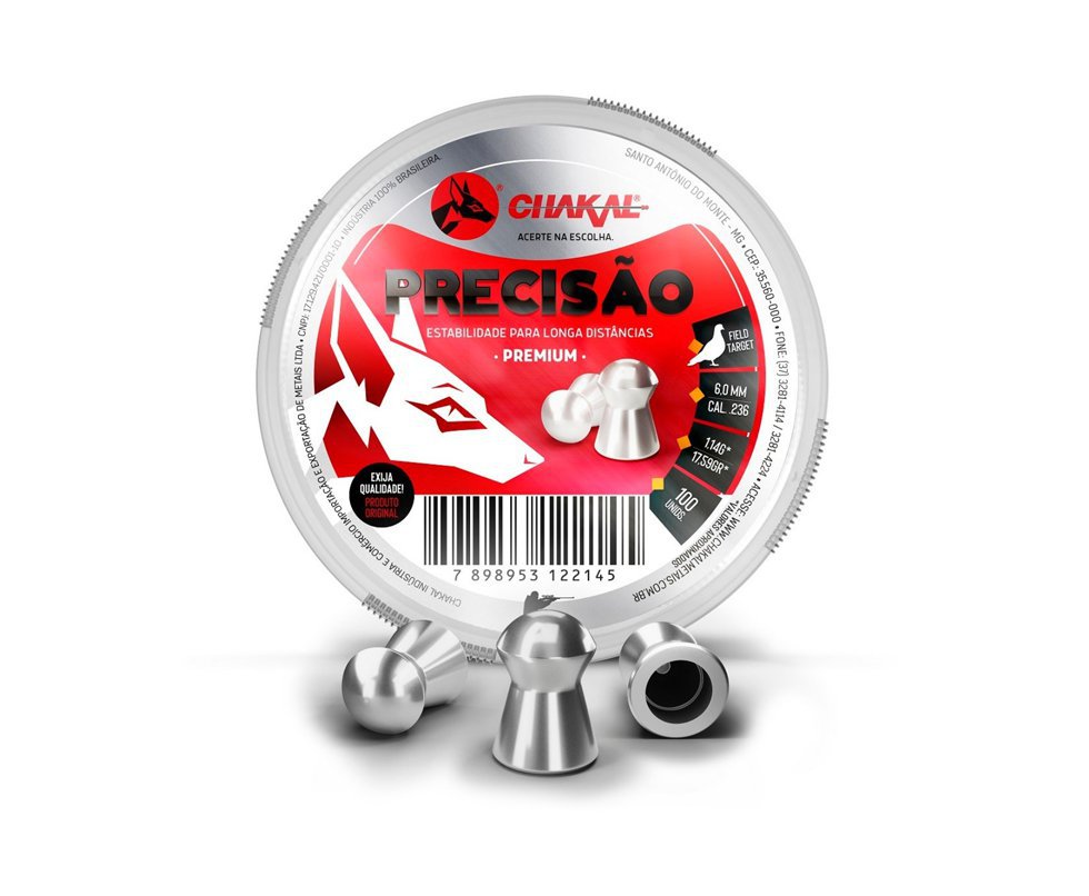 Chumbinho Precisão Calibre 6,0 Mm - 100 Unidades - Chakal
