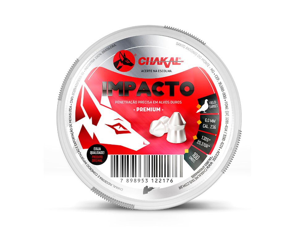 Chumbinho Impacto Calibre 6,0 Mm - 100 Unidades - Chakal