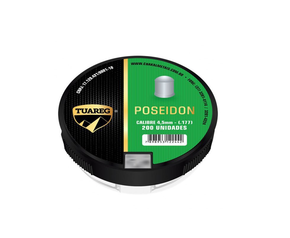 Chumbinho De Pressão Tuareg Poseidon 4,5 Mm - 200 Unidades - Chakal