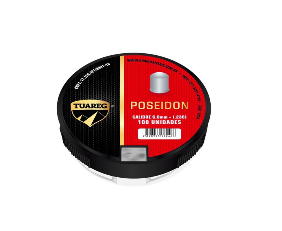 Chumbinho De Pressão Tuareg Poseidon 6,0 Mm - 100 Unidades - Chakal