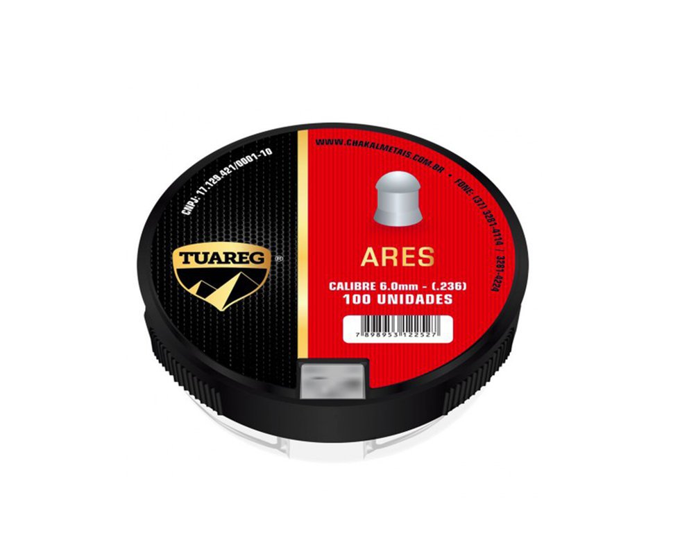 Chumbinho De Pressão Tuareg Ares 6,0 Mm - 100 Unidades - Chakal