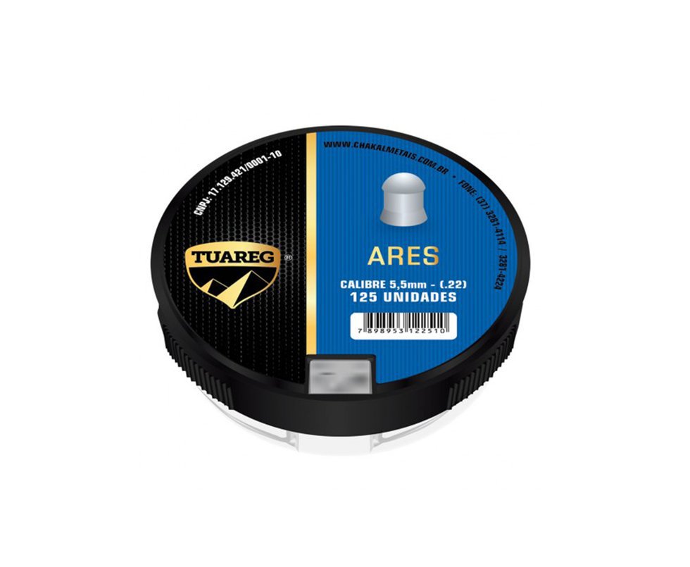 Chumbinho De Pressão Tuareg Ares 5,5 Mm - 125 Unidades - Chakal