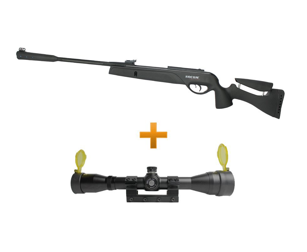 Carabina De Pressão Gamo Socom 1000 Tactical - Calibre 5,5 Mm + Luneta 4x32 Gold Crow Rossi