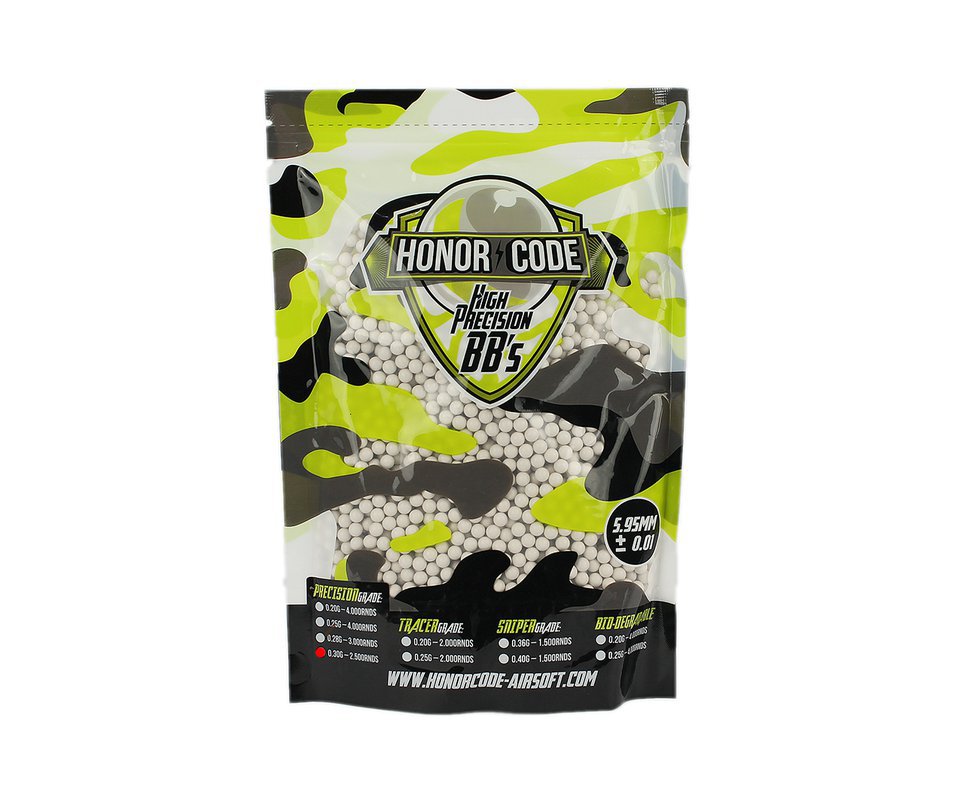Esfera Plastica Para Airsoft Precision Series - Branca - 0.30g - 2500und - Honor Code