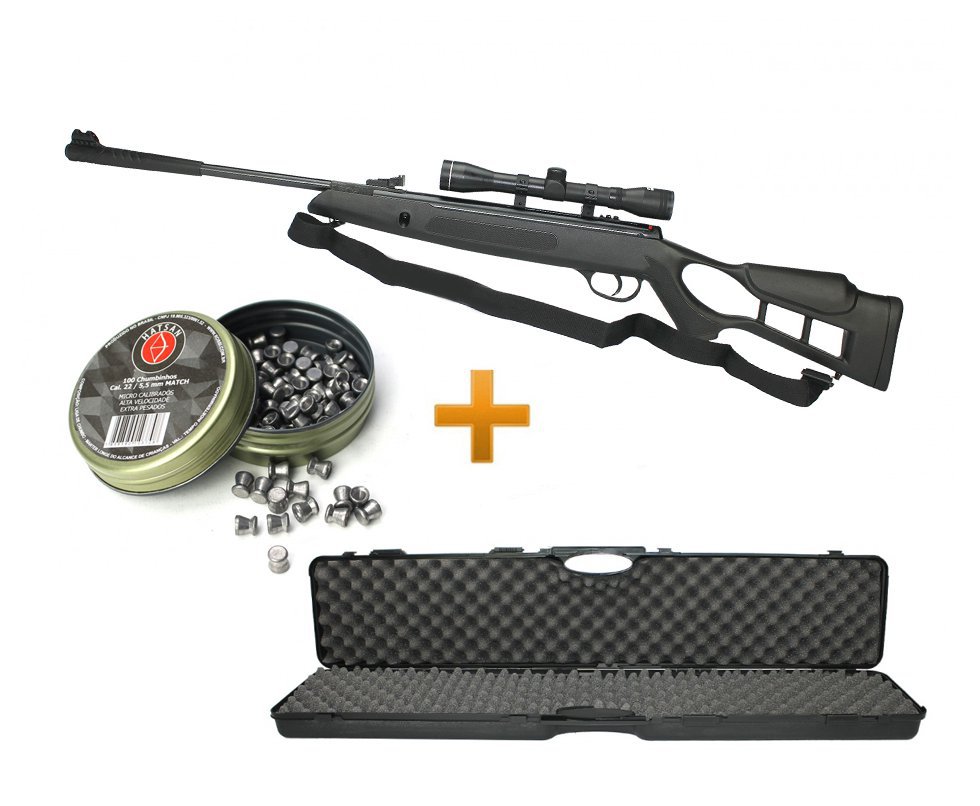 Carabina De Pressão Hatsan Striker Combo Especial - Cal 5,5mm + Pistão Pneumático + Luneta 4x32 + Bandoleira + Chumbinho + Case Rossi