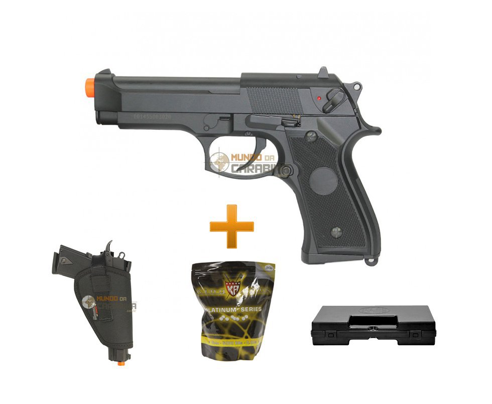 Pistola De Airsoft Eletrica M92f S&w Bivolt + Esferas 0,20g + Case Deluxe + Coldre - Cyma