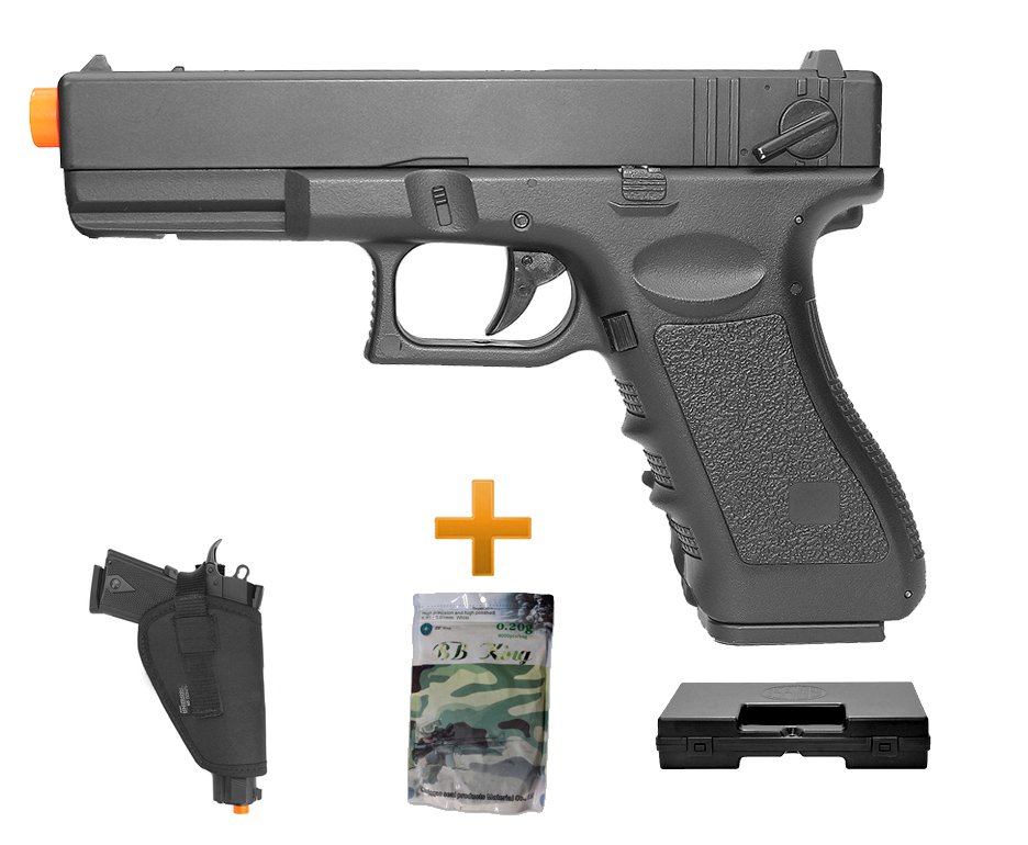 Pistola De Airsoft Glock G18c Bivolt + Esferas 0,20g + Case Deluxe + Coldre - Cyma