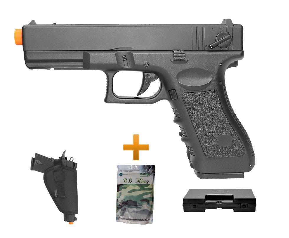 Pistola De Airsoft Glock G18c Bivolt + Esferas 0,20g + Case Deluxe + Coldre - Cyma