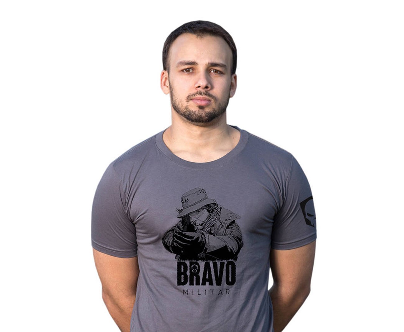 Camiseta Estampada Tiro Certo Bravo Cinza -  Bravo