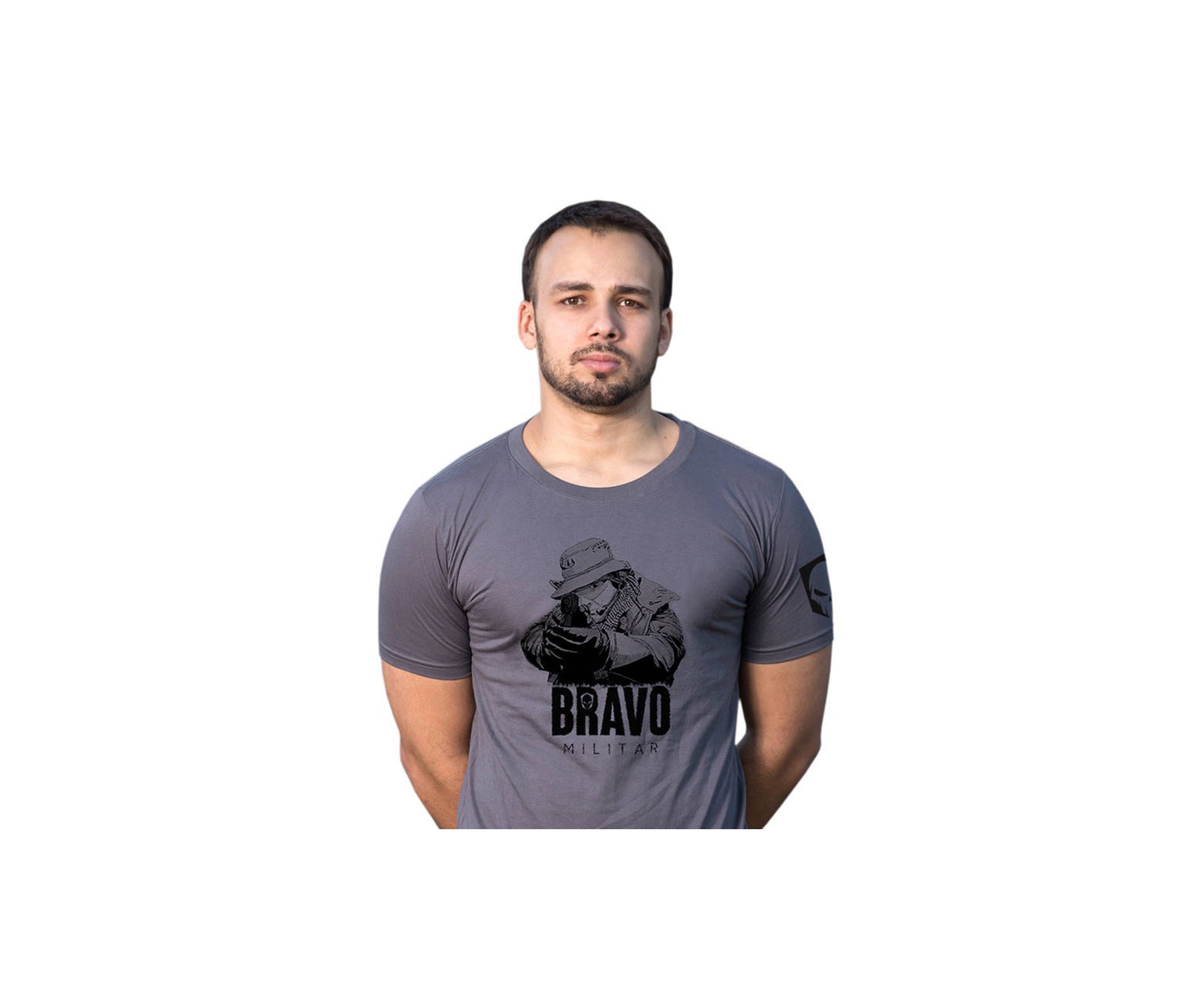 Camiseta Estampada Tiro Certo Bravo Cinza -  Bravo - M
