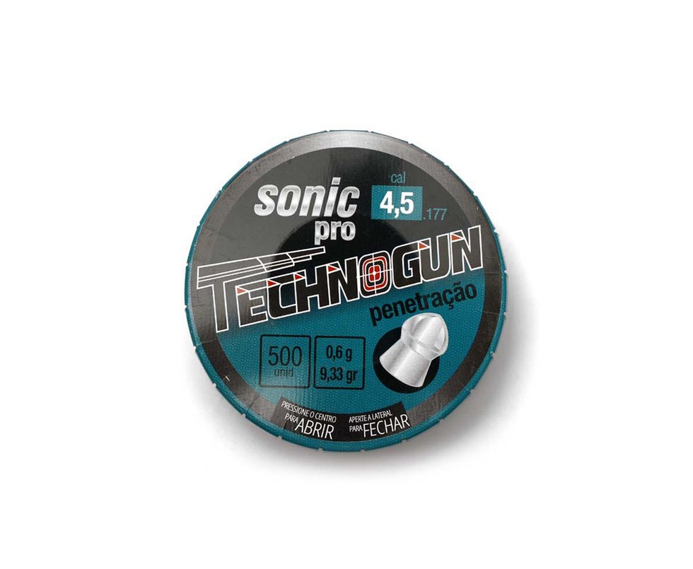 Chumbinho Sonic Pró - Calibre 4,5mm - Pote Com 500 Pcs - Technogun